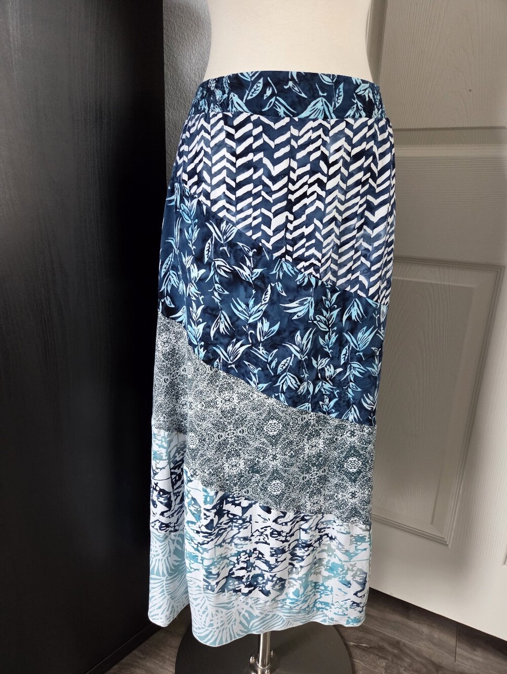 Santiki Blue Floral Long Maxi Skirt